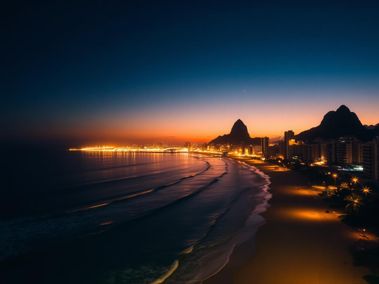 Rio à noite - Luzes da orla